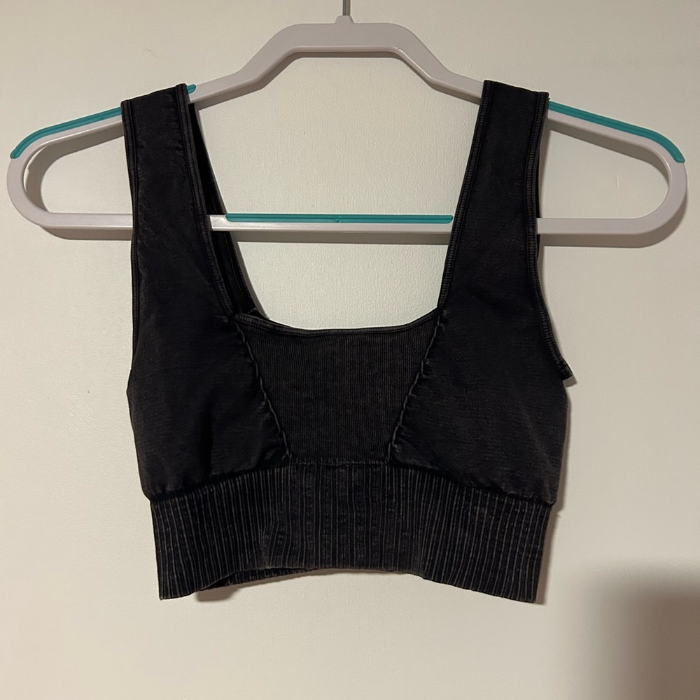 Free people washed black sports bra